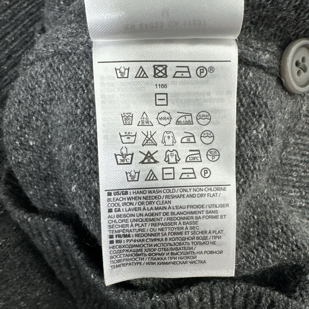 Banana Republic‎ Mens Shawl Collar Wool Silk Zip Sweater Pockets Charcoal Medium